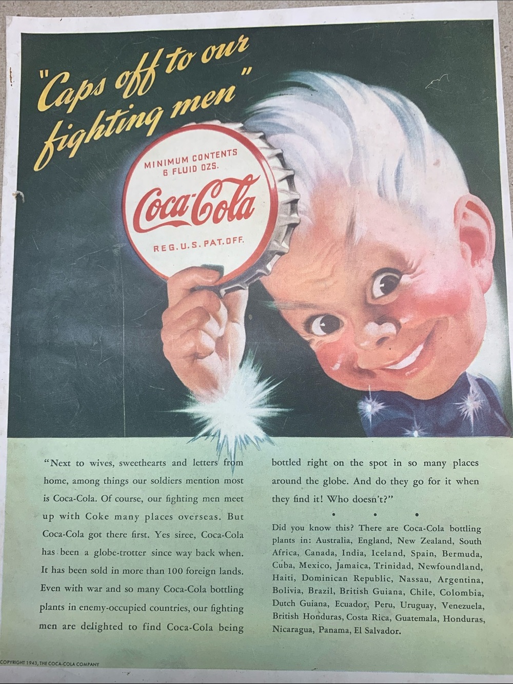 Coca Cola Vintage WW2 Advertisement Life Magazine June 7, 1943